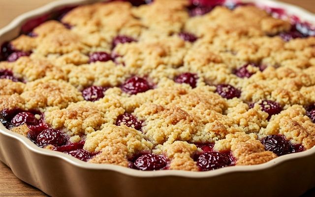 عصرونه امروز: طرز تهیه کرامبل کیک آلبالو؛ یک دسر خوشمزه و خانگی